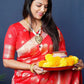 Jyoti Fashion Women's Red Handloom Banarasi Silk Zari Woven Saree with Blouse | Swadesiicart