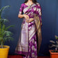 Jyoti Fashion Women's Wine Handloom Banarasi Silk Zari Woven Saree with Blouse | Swadesiicart