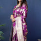 Jyoti Fashion Women's Wine Handloom Banarasi Silk Zari Woven Saree with Blouse | Swadesiicart