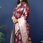 Jyoti Fashion Women's Maroon Handloom Banarasi Silk Zari Woven Saree with Blouse | Swadesiicart