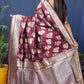 Jyoti Fashion Women's Maroon Handloom Banarasi Silk Zari Woven Saree with Blouse | Swadesiicart