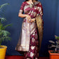 Jyoti Fashion Women's Maroon Handloom Banarasi Silk Zari Woven Saree with Blouse | Swadesiicart