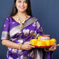 Jyoti Fashion Women's Purple Handloom Banarasi Silk Zari Woven Saree with Blouse | Swadesiicart