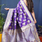 Jyoti Fashion Women's Purple Handloom Banarasi Silk Zari Woven Saree with Blouse | Swadesiicart