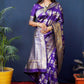 Jyoti Fashion Women's Purple Handloom Banarasi Silk Zari Woven Saree with Blouse | Swadesiicart