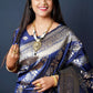Jyoti Fashion Women's Navy Blue Handloom Banarasi Silk Zari Woven Saree with Blouse | Swadesiicart