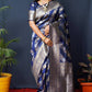 Jyoti Fashion Women's Navy Blue Handloom Banarasi Silk Zari Woven Saree with Blouse | Swadesiicart