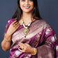 Jyoti Fashion Women's Wine Handloom Banarasi Silk Zari Woven Saree with Blouse | Swadesiicart