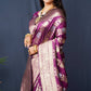 Jyoti Fashion Women's Wine Handloom Banarasi Silk Zari Woven Saree with Blouse | Swadesiicart