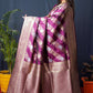 Jyoti Fashion Women's Wine Handloom Banarasi Silk Zari Woven Saree with Blouse | Swadesiicart