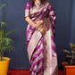Jyoti Fashion Women's Wine Handloom Banarasi Silk Zari Woven Saree with Blouse | Swadesiicart