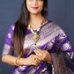Jyoti Fashion Women's Purple Handloom Banarasi Silk Zari Woven Saree with Blouse | Swadesiicart