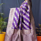 Jyoti Fashion Women's Purple Handloom Banarasi Silk Zari Woven Saree with Blouse | Swadesiicart