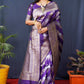 Jyoti Fashion Women's Purple Handloom Banarasi Silk Zari Woven Saree with Blouse | Swadesiicart