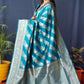 Jyoti Fashion Women's Teal Handloom Banarasi Silk Zari Woven Saree with Blouse | Swadesiicart
