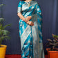 Jyoti Fashion Women's Teal Handloom Banarasi Silk Zari Woven Saree with Blouse | Swadesiicart