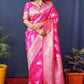 Jyoti Fashion Women's Pink Handloom Banarasi Silk Zari Woven Saree with Blouse | Swadesiicart