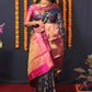 Jyoti Fashion Women's Navy Blue Kanchipuram Silk Zari Woven Saree with Blouse | Swadesiicart
