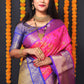Jyoti Fashion Women's Pink Kanchipuram Silk Zari Woven Saree with Blouse | Swadesiicart