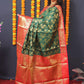 Jyoti Fashion Women's Green Kanchipuram Silk Zari Woven Saree with Blouse | Swadesiicart