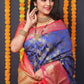 Jyoti Fashion Women's Blue Kanchipuram Silk Zari Woven Saree with Blouse | Swadesiicart