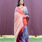 Jyoti Fashion Women's Blue Kanchipuram Silk Zari Woven Saree with Blouse | Swadesiicart