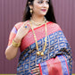 Jyoti Fashion Women's Blue Kanchipuram Silk Zari Woven Saree with Blouse | Swadesiicart