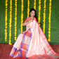 Jyoti Fashion Women's Peach Kanchipuram Silk Zari Woven Saree with Blouse | Swadesiicart