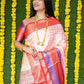 Jyoti Fashion Women's Peach Kanchipuram Silk Zari Woven Saree with Blouse | Swadesiicart