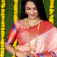 Jyoti Fashion Women's Peach Kanchipuram Silk Zari Woven Saree with Blouse | Swadesiicart