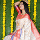 Jyoti Fashion Women's Off White Kanchipuram Silk Zari Woven Saree with Blouse | Swadesiicart