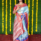 Jyoti Fashion Women's Sky Blue Kanchipuram Silk Zari Woven Saree with Blouse | Swadesiicart