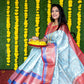 Jyoti Fashion Women's Sky Blue Kanchipuram Silk Zari Woven Saree with Blouse | Swadesiicart