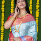 Jyoti Fashion Women's Sky Blue Kanchipuram Silk Zari Woven Saree with Blouse | Swadesiicart