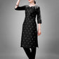 Jyoti Fashion Women's Black Cotton Blend Sequins with Embroidered Kurta Set | Swadesiicart