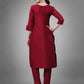 Jyoti Fashion Women's Maroon Cotton Blend Sequins with Embroidered Kurta Set | Swadesiicart