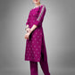 Jyoti Fashion Women's Purple Cotton Blend Sequins with Embroidered Kurta Set | Swadesiicart