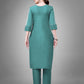 Jyoti Fashion Women's Teal Cotton Blend Sequins with Embroidered Kurta Set | Swadesiicart
