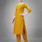 Jyoti Fashion Women's Yellow Cotton Blend Sequins with Embroidered Kurta Set | Swadesiicart