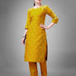 Jyoti Fashion Women's Yellow Cotton Blend Sequins with Embroidered Kurta Set | Swadesiicart