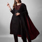 Jyoti Fashion Women's Black Cotton Blend Embroidered Kurta Set | Swadesiicart