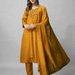 Jyoti Fashion Women's Mustard Cotton Blend Embroidered Kurta Set | Swadesiicart