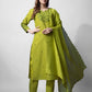 Jyoti Fashion Women's Parrot Green Cotton Blend Embroidered Kurta Set | Swadesiicart