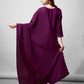 Jyoti Fashion Women's Purple Cotton Blend Embroidered Kurta Set | Swadesiicart