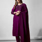 Jyoti Fashion Women's Purple Cotton Blend Embroidered Kurta Set | Swadesiicart