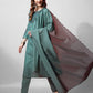 Jyoti Fashion Women's Teal Cotton Blend Embroidered Kurta Set | Swadesiicart