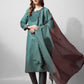 Jyoti Fashion Women's Teal Cotton Blend Embroidered Kurta Set | Swadesiicart