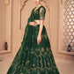 Jyoti Fashion Women's Dark Green Net Thread Embroidered Designer Lehenga Choli Set | Swadesiicart