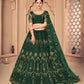 Jyoti Fashion Women's Dark Green Net Thread Embroidered Designer Lehenga Choli Set | Swadesiicart