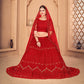 Jyoti Fashion Women's Red Net Thread Embroidered Designer Lehenga Choli Set | Swadesiicart